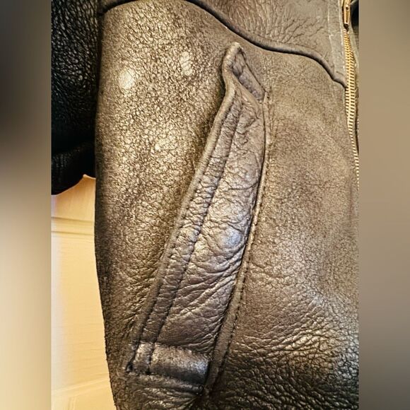 DAVOUCCI vintage leather & suede black coat measurements in pictures-No Size - Picture 6 of 13